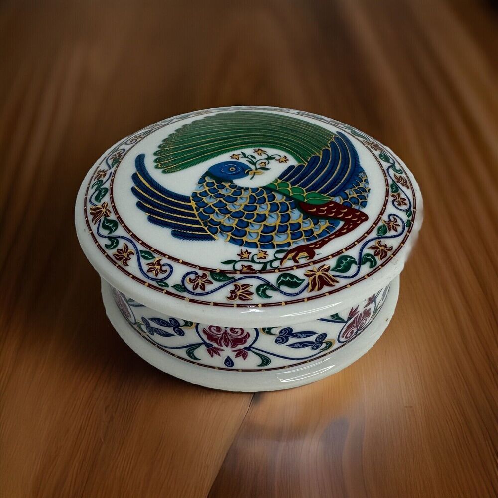 Byzantium Elizabeth Arden Imperial Peacock Powder Vanity Trinket Box Cloisonné D